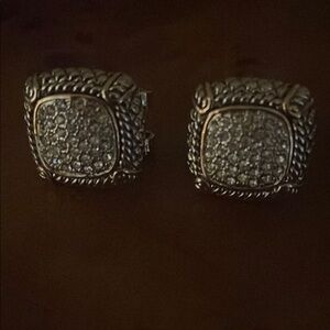 Elegant Silver Earrings with Crystal Accents